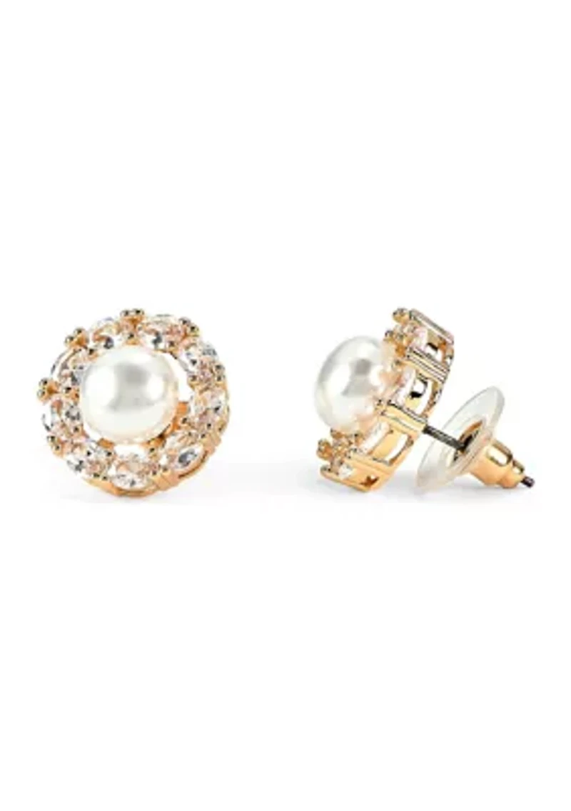 Lab Grown Gold Plated Gold Pearl Necklace and Earrings Set