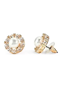 Lab Grown Gold Plated Gold Pearl Necklace and Earrings Set
