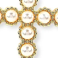 Lab Grown Gold Plated Gold Pearl Cross Necklace and Earrings Set