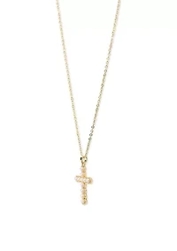 Lab Grown Gold Plated Gold Pearl Cross Necklace and Earrings Set