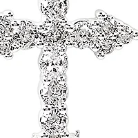 Lab Grown Silver Plated Cubic Zirconia Cross Necklace and Stud Earrings Set