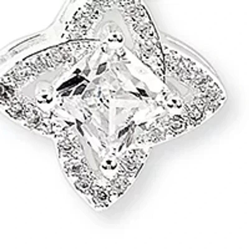 Lab Grown Silver Cubic Zirconia Necklace and Stud Earrings Set