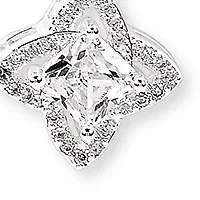 Lab Grown Silver Cubic Zirconia Necklace and Stud Earrings Set