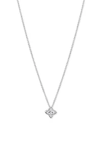 Lab Grown Silver Cubic Zirconia Necklace and Stud Earrings Set