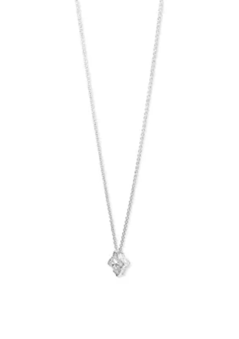 Lab Grown Silver Cubic Zirconia Necklace and Stud Earrings Set