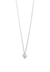 Lab Grown Silver Cubic Zirconia Necklace and Stud Earrings Set