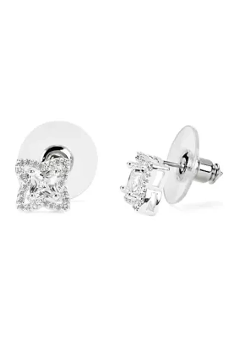 Lab Grown Silver Cubic Zirconia Necklace and Stud Earrings Set