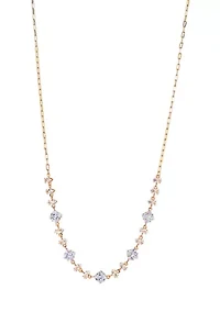 Lab Grown Gold PLated Multi Shape Oval and Square Clear CZ Necklae and Earrings Set 
