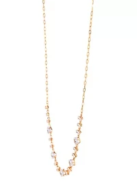 Lab Grown Gold PLated Multi Shape Oval and Square Clear CZ Necklae and Earrings Set 