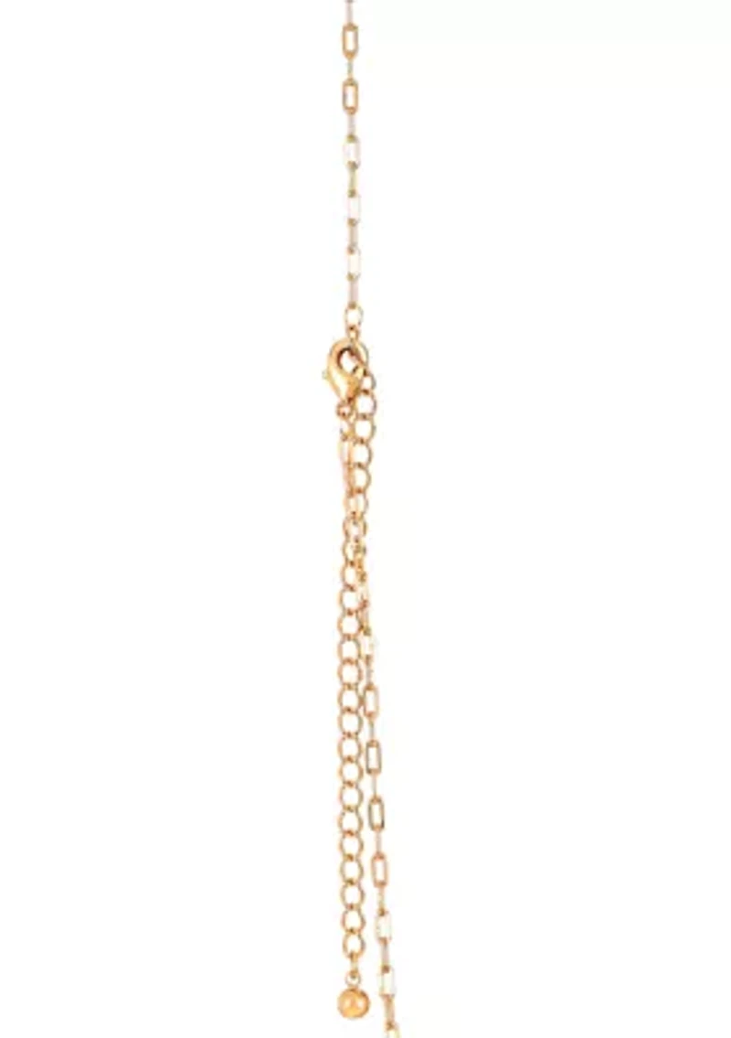 Lab Grown Gold PLated Multi Shape Oval and Square Clear CZ Necklae and Earrings Set 