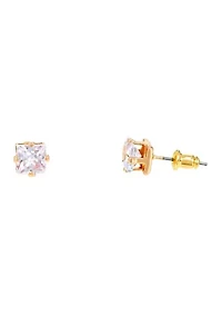 Lab Grown Gold PLated Multi Shape Oval and Square Clear CZ Necklae and Earrings Set 