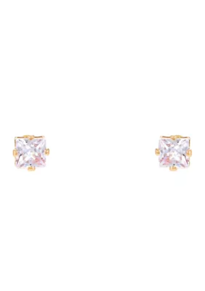 Lab Grown Gold PLated Multi Shape Oval and Square Clear CZ Necklae and Earrings Set 
