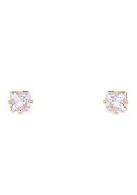 Lab Grown Gold PLated Multi Shape Oval and Square Clear CZ Necklae and Earrings Set 