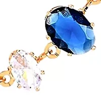 Lab Grown Gold Plated Oval Clear and Blue Cubic Zirconia Necklace and Earring Set 