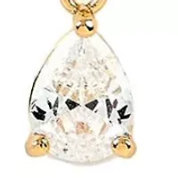 Lab Grown Double Row Gold Plated Necklace with Pear-Shape CZ Studs Set 