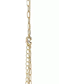 Lab Grown Double Row Gold Plated Necklace with Pear-Shape CZ Studs Set 