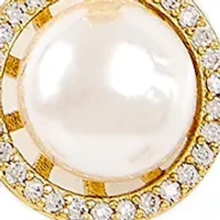 White Bead CZ Pendant Necklace and Stud Earring Set