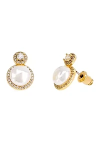 White Bead CZ Pendant Necklace and Stud Earring Set