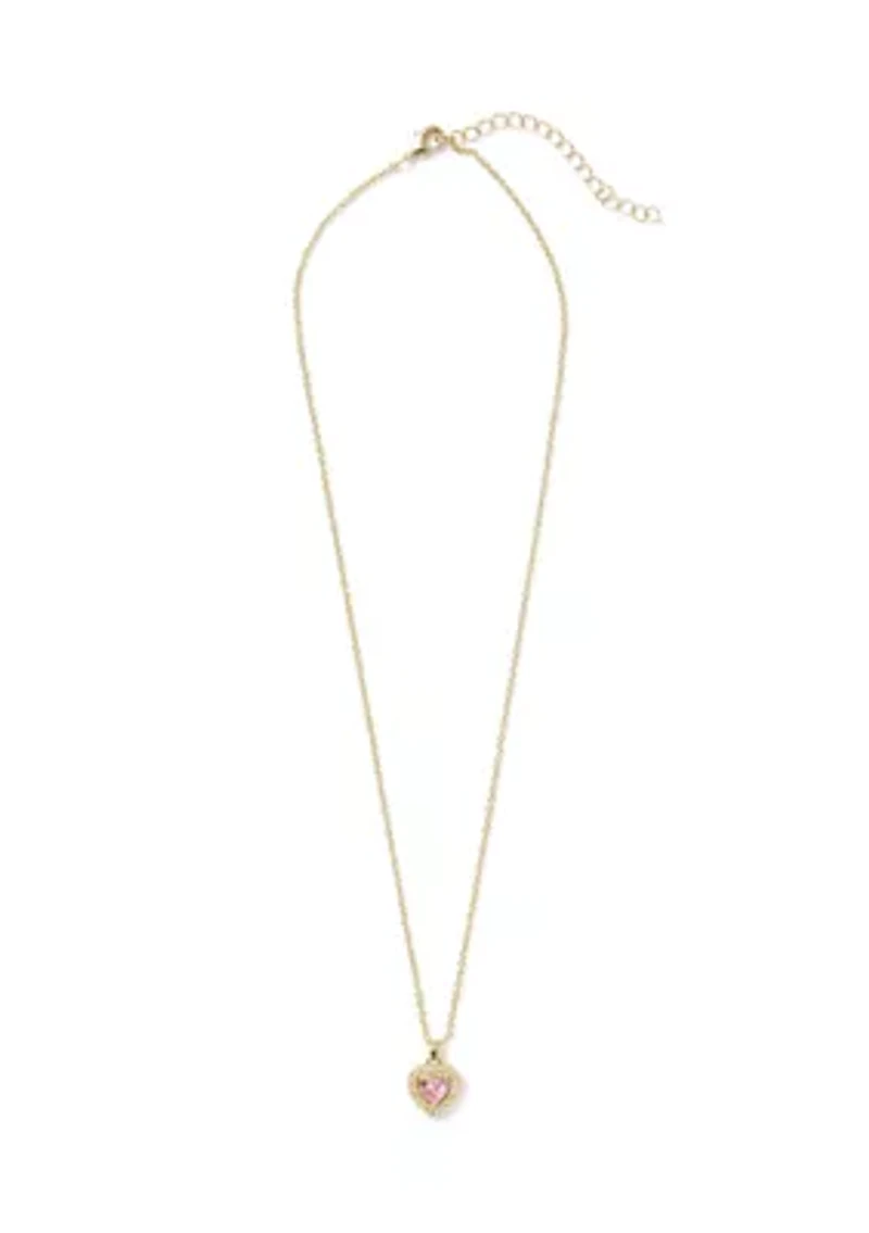 Lab Grown Cubic Zirconia Heart Pendant and Stud Earrings Set