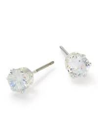 Lab Grown Fine Silver Plated Cubic Zirconia Heart Nana Pendant Necklace Stud Earring Set