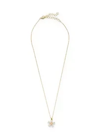 Lab Grown Fine Gold Plated Cubic Zirconia Flower Pendant Necklace Stud Earring Set