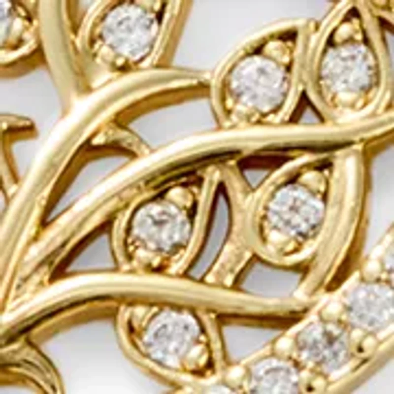 Gold Plated Family Tree Pendant Necklace Cubic Zirconia Stud Earring Set