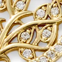 Gold Plated Family Tree Pendant Necklace Cubic Zirconia Stud Earring Set