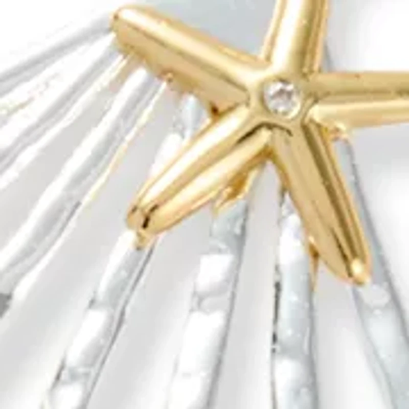 Lab Grown Seashell Pendant Necklace and Drop Earrings Set