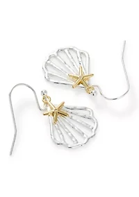 Lab Grown Seashell Pendant Necklace and Drop Earrings Set