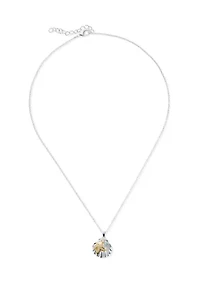 Lab Grown Two Tone Fine Plated Seashell Necklace and Earrings Set