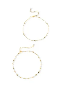 Fine Plated Beaded Anklet Set