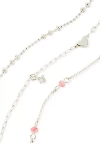 Fine Plated Cubic Zirconia Pink Beaded Anklet Set
