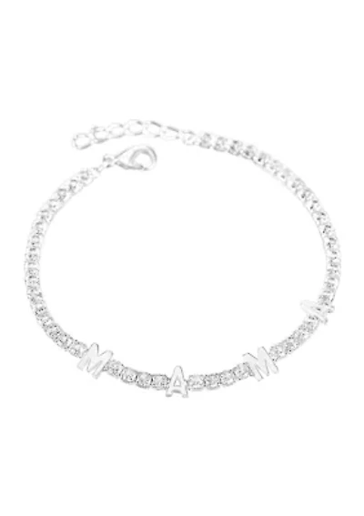 Sterling Silver MAMA Tennis Bracelet