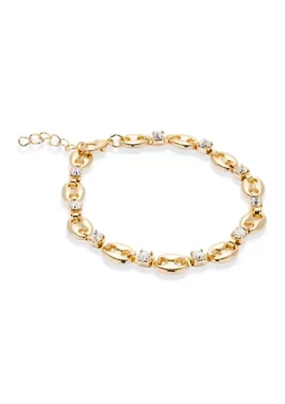 Fine Gold Plated CZ Link Tennis Bracelet