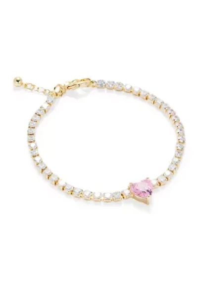 Pink Heart CZ Tennis Bracelet