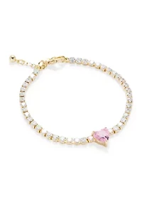 Pink Heart CZ Tennis Bracelet