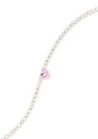Pink Heart CZ Tennis Bracelet
