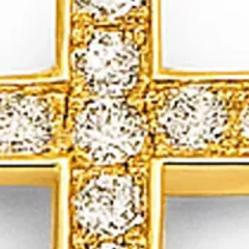 Lab Grown Gold-Plated Cross Center Cubic Zirconia Tennis Bracelet