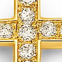 Lab Grown Gold-Plated Cross Center Cubic Zirconia Tennis Bracelet