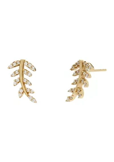 Sterling Silver Cubic Zirconia Branch Stud Earrings
