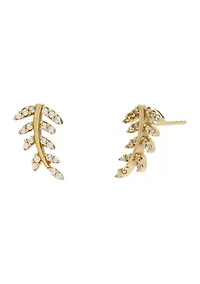 Sterling Silver Cubic Zirconia Branch Stud Earrings