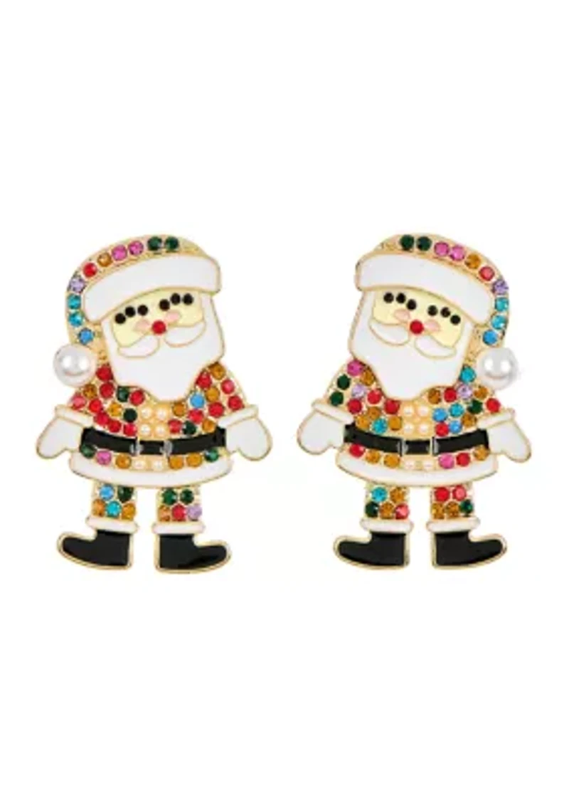 Lab Created Santa Sparkle Multi-Color CZ Holiday Earrings