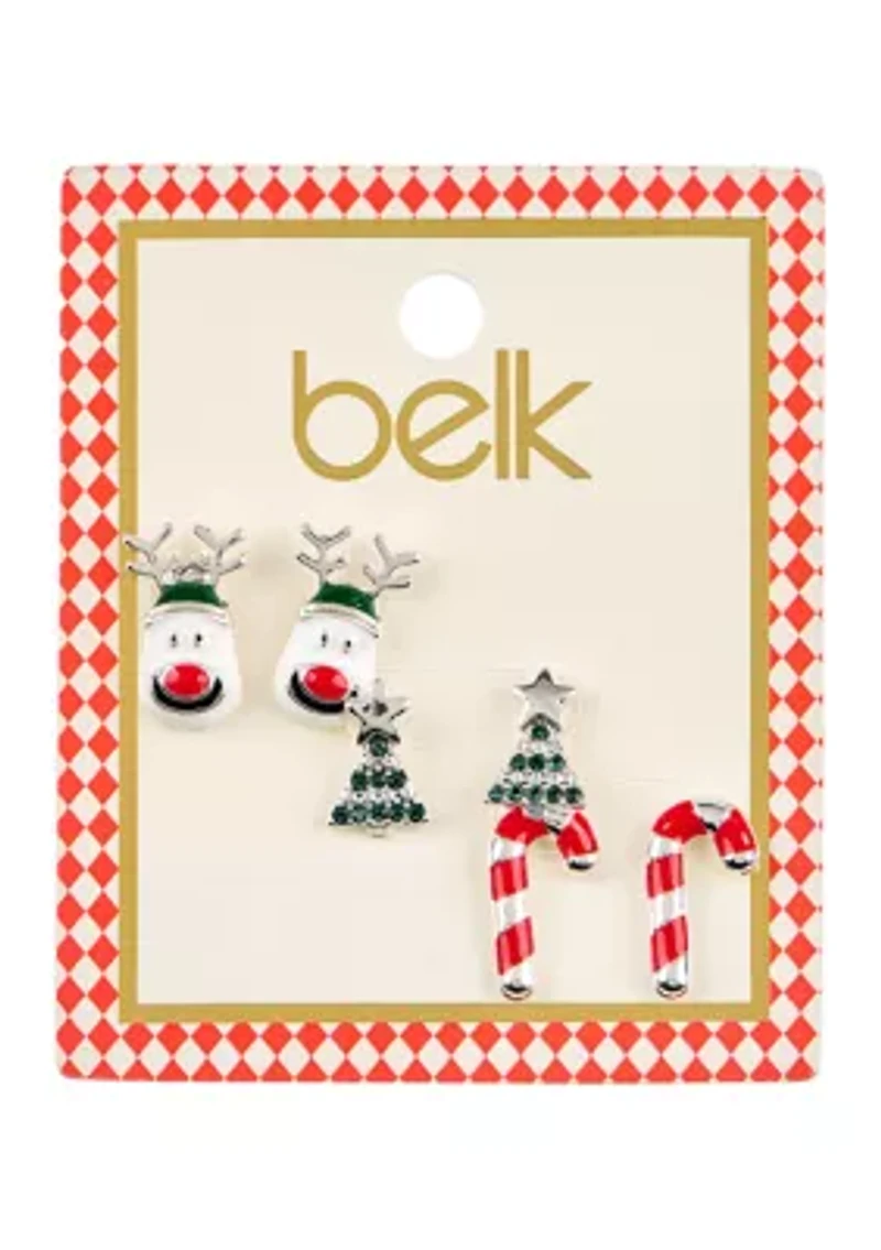 Holiday Cheer Enamel Earring Set