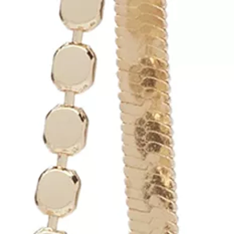 Gold Tone Chain Pearl Multi Strand Necklace