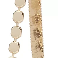 Gold Tone Chain Pearl Multi Strand Necklace