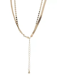 Gold Tone Chain Pearl Multi Strand Necklace