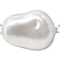 Silver Tone White Glass Pearl Sculpted Heart Necklace