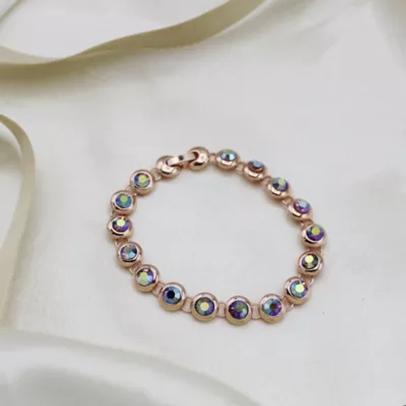 Tennis Bracelet 10Cttw Made with Swarovski Crystals in Pink Rose Gold 7" Standard length