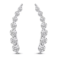 1.50Ctw CZ Ear Jacket Climber Earrings in 925 Sterling Silver Crawler