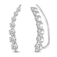 1.50Ctw CZ Ear Jacket Climber Earrings in 925 Sterling Silver Crawler